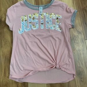 Justice pink flip sequin t shirt